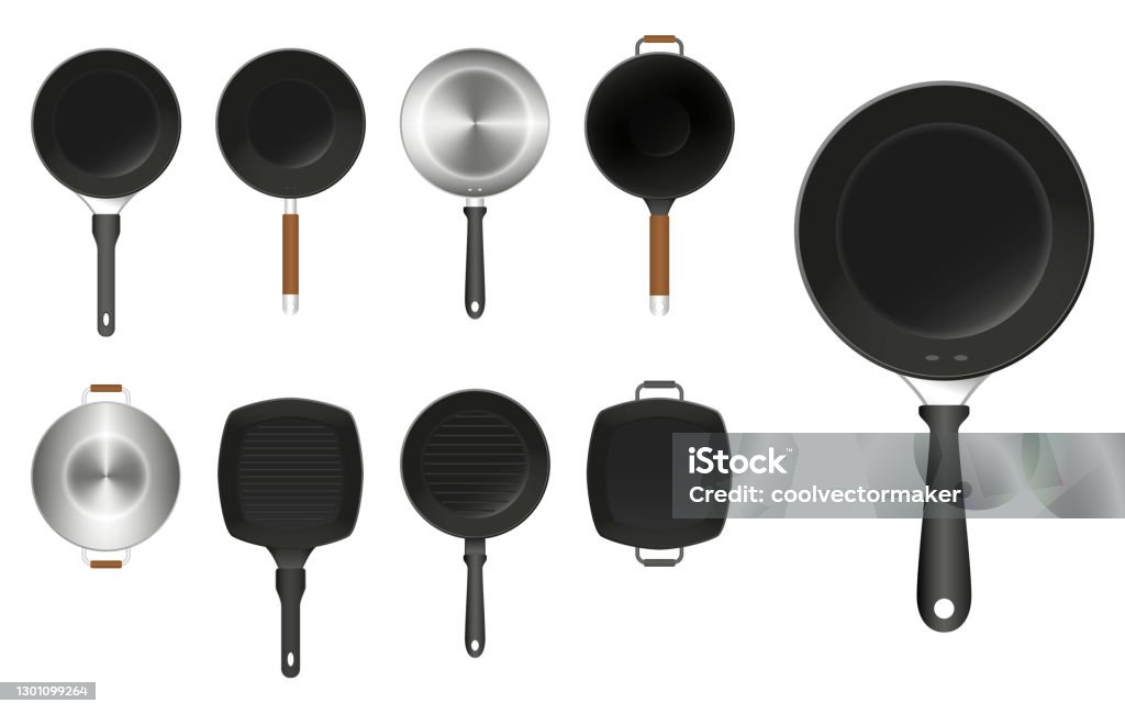 Set Of Frying Pan Kitchen Utensil Or Aluminium Flat Frying Pan Or