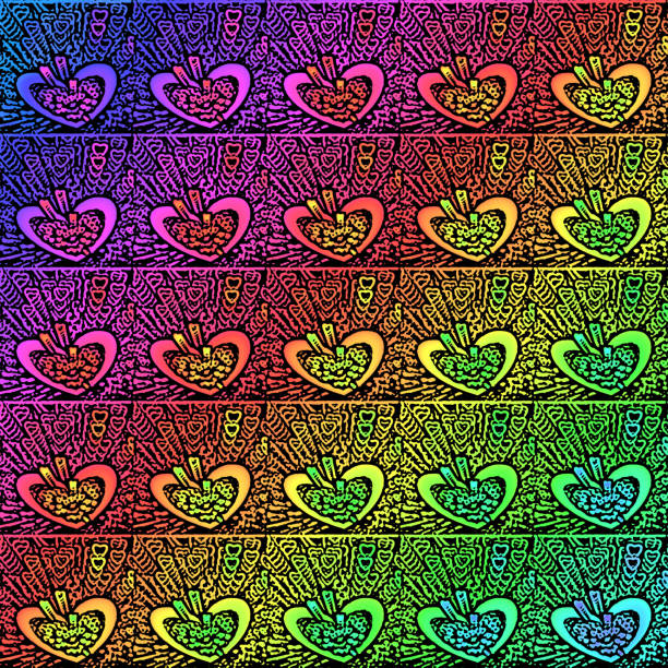 heart abstract rainbow confetti fuoco caleidoscopio pop art fantasy pattern ologramma gradiente esplosione pirotecnico colorato san valentino sfondo psichedelico vacanza fine frattale - neon light rainbow bright gay pride foto e immagini stock