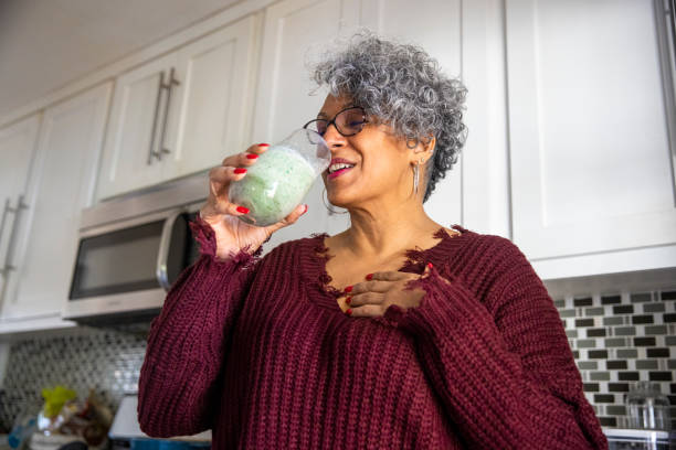 Beautiful Black Woman Having a Smoothie