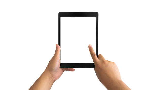 istock men hand holding digital tablet isolated on white background with clipping path 1301102884