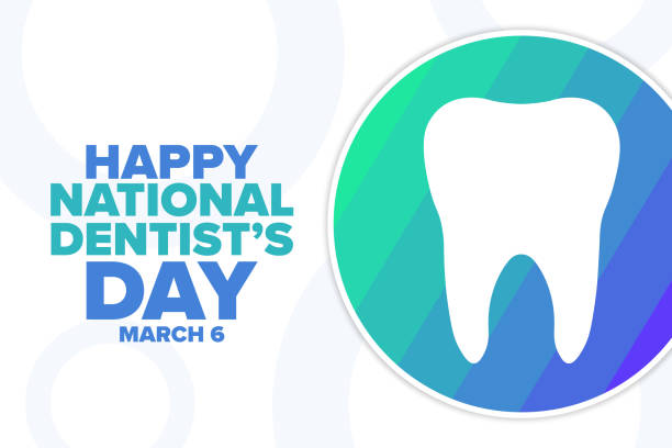 ilustrações, clipart, desenhos animados e ícones de dia nacional do dentista. 6 de março. conceito de feriado. modelo para fundo, banner, cartão, pôster com inscrição de texto. ilustração vetorial eps10. - ponto turístico nacional