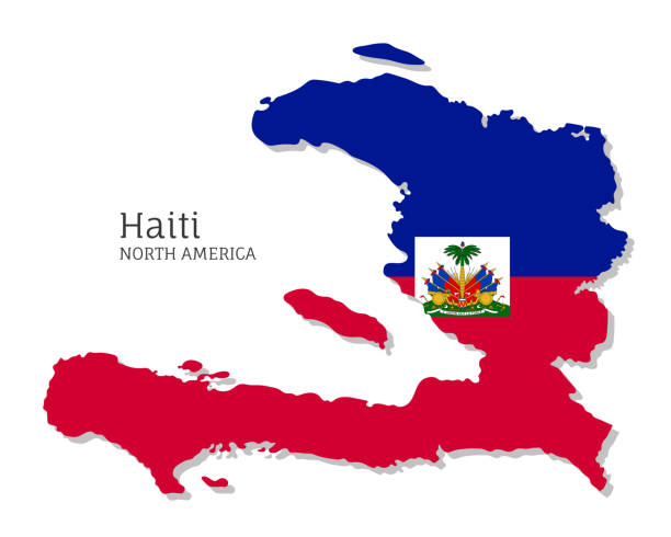 ilustrações de stock, clip art, desenhos animados e ícones de map of haiti with national flag - haiti