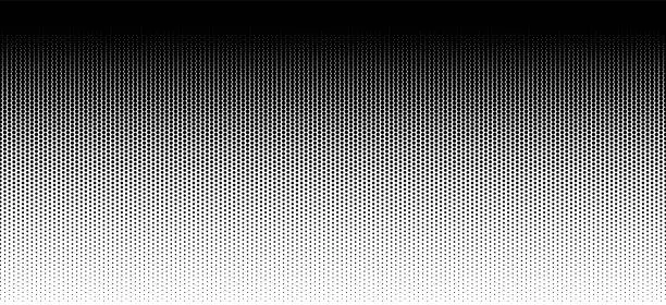 Vector illustration of Gradient dot pattern. Black halftone texture on white background. Vertical dots in retro art. Graphic abstract geometric background for print. Monochrome rectangle of pop design wallpaper. Vector