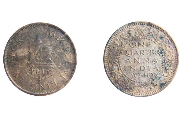 1940 Indian currency coins