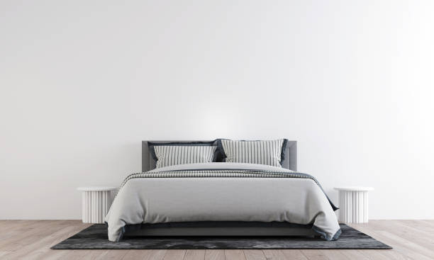 istock The beautiful bedroom interior design and lamp and side table, empty wall background 1301116834