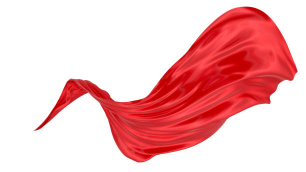 istock Beautiful flowing fabric of red wavy silk or satin. 3d rendering image. 1301120466
