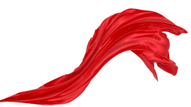 istock Beautiful flowing fabric of red wavy silk or satin. 3d rendering image. 1301120539