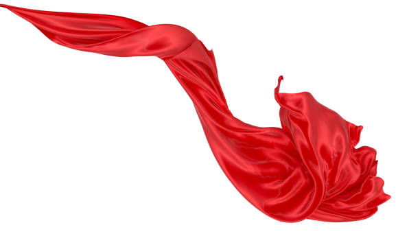 istock Beautiful flowing fabric of red wavy silk or satin. 3d rendering image. 1301120567