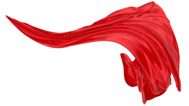 istock Beautiful flowing fabric of red wavy silk or satin. 3d rendering image. 1301120610