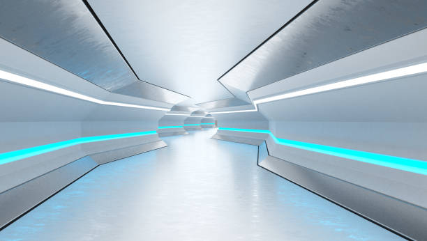 istock Tunnel with Geometric Shapes and LED Lights 1301124546