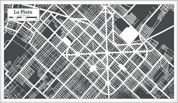 istock La Plata Argentina City Map in Black and White Color in Retro Style. Outline Map. 1301126476