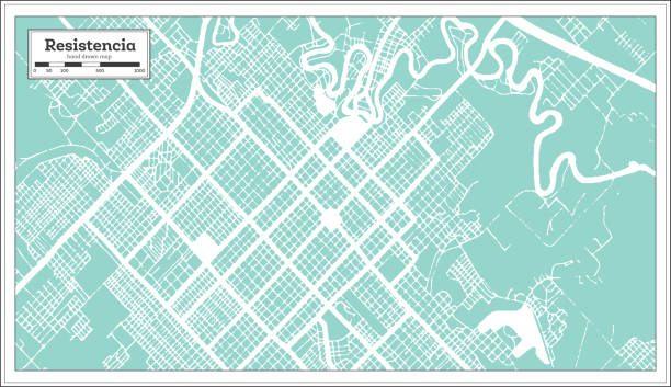 Resistencia Argentina City Map in Retro Style. Outline Map. Resistencia Argentina City Map in Retro Style. Outline Map. Vector Illustration. resistencia stock illustrations