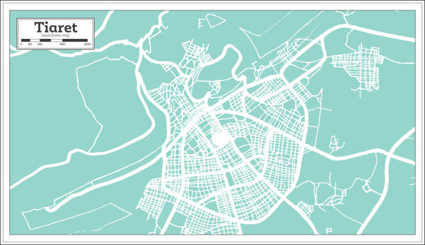 istock Tiaret Algeria City Map in Retro Style. Outline Map. 1301126513