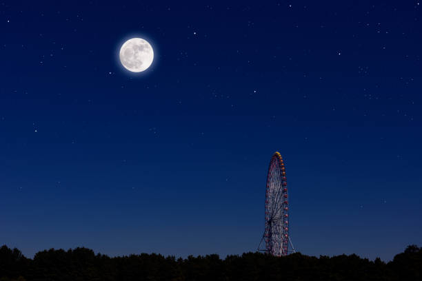 istock Full moon rising over the Ferris Wheel 1301130488