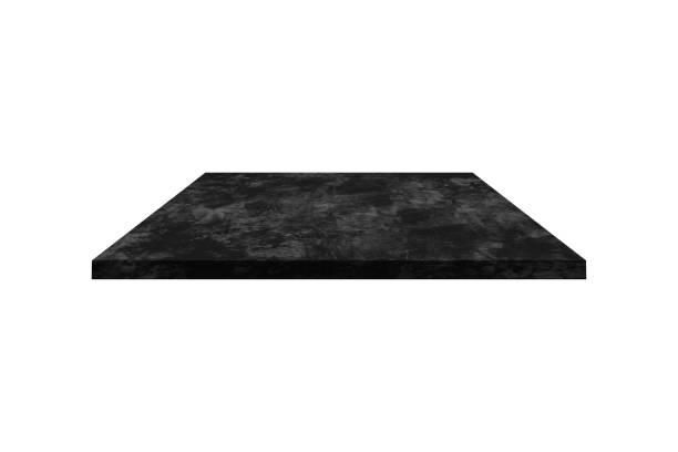 istock Black Concrete shelf isolated on white background with clipping path. 1301134024