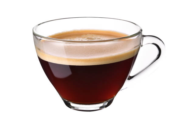 istock Glass cup of espresso coffee isolated on white background 1301137164