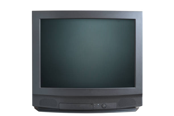 the old tv on the isolated.retro technology concept. - canal imagens e fotografias de stock