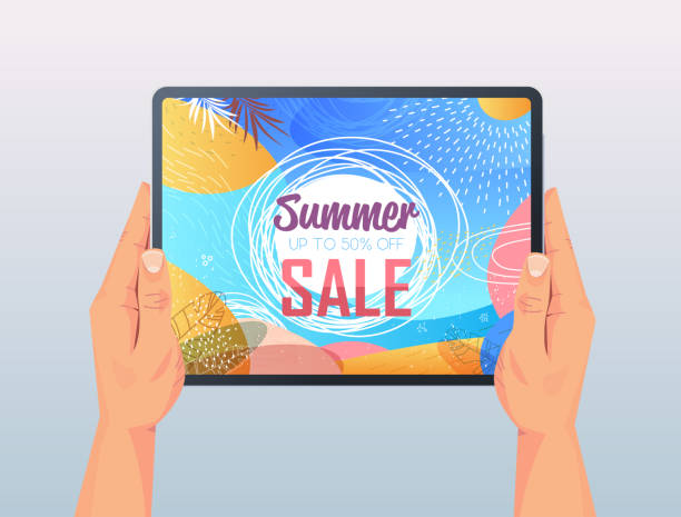 istock human hands using tablet pc with summer sale banner flyer or greeting card on screen horizontal 1301138907