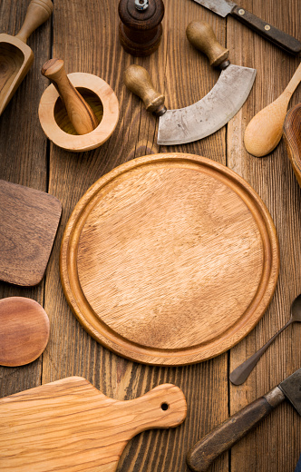 Empty Round wooden cutting board