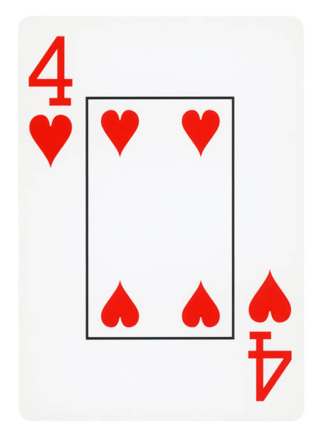 karta do gry four of hearts - izolowana - four of hearts zdjęcia i obrazy z banku zdjęć