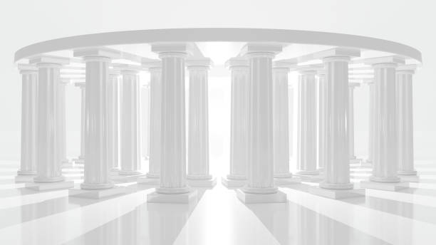 istock Colonnade building in elliptical arrangement on an abstract white background 1301140287