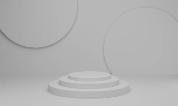 istock 3d render. cylinder podium on white background Abstract minimal scene with geometric. 1301144924