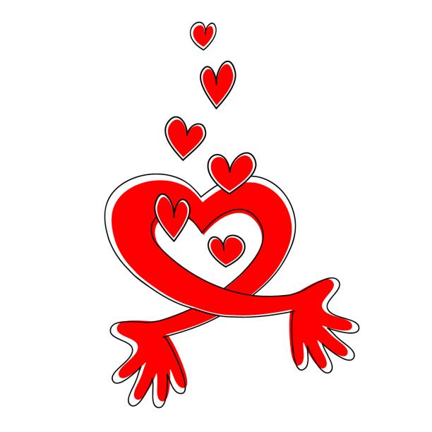 ilustrações de stock, clip art, desenhos animados e ícones de hugging heart. hands holding heart arm embrace love yourself child hope cardiology - heart shape behavior human head hope