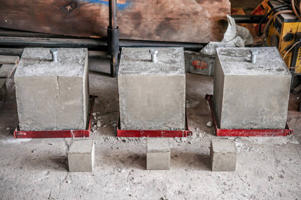 istock Steel bolt in concrete block cube 1301147482