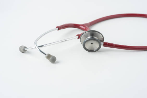 istock Gray Stethoscope isolated on white background. 1301147808