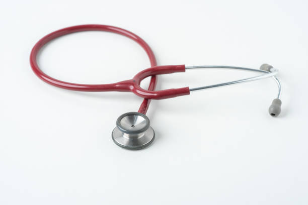 istock Gray Stethoscope isolated on white background. 1301147811