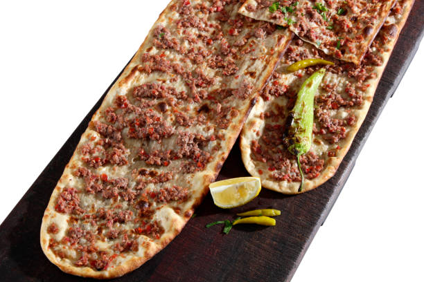 istock Turkish traditional minced meat pide. Turkish pizza, Etliekmek. 1301149998
