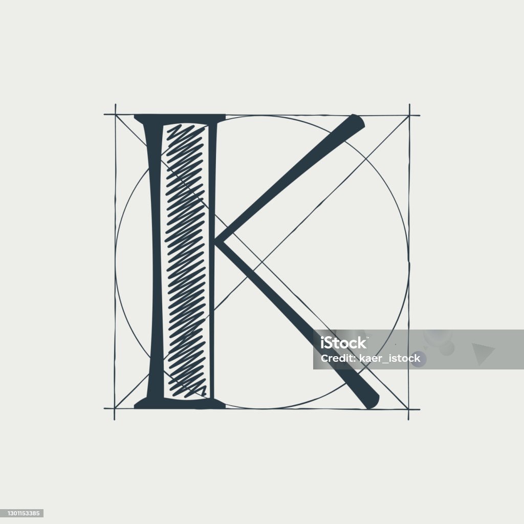 K Letter Logo With Construction Grid Lines Stock Illustration ...