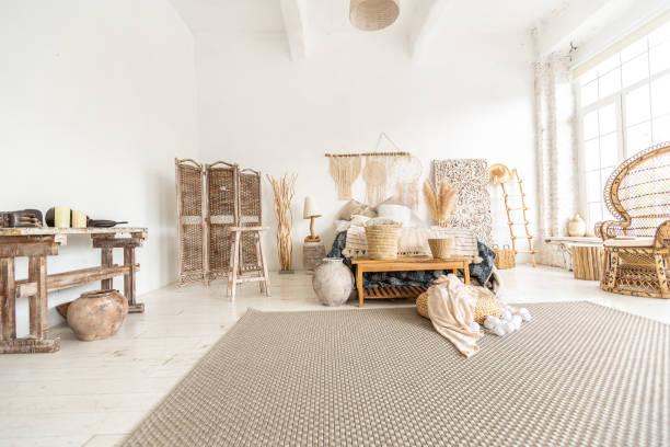 istock Large spacious room with a trendy loft design of sitting area 1301154151