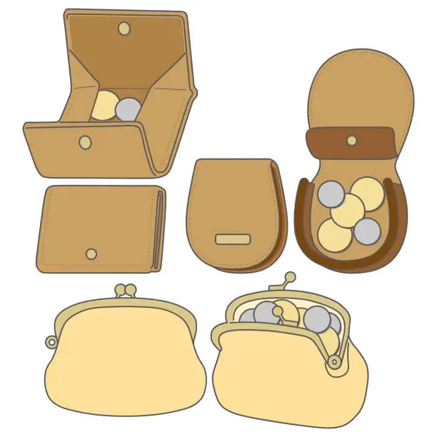 Vector illustration of Illustration of coin case of various shapes