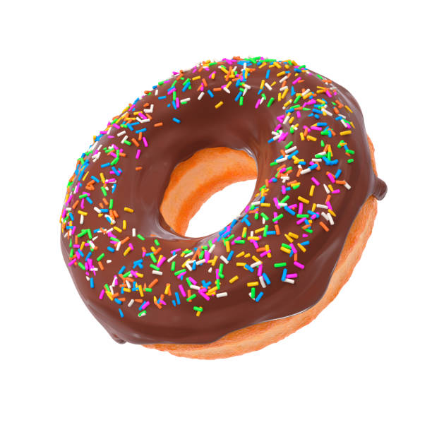 istock Glazed donut with sprinkles on a white background rotated in three quarters 1301159388