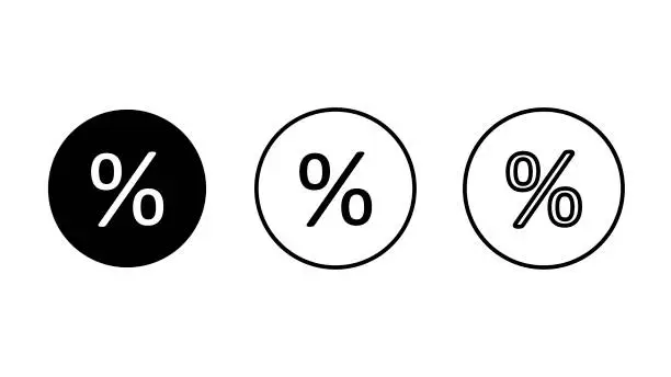 Vector illustration of Percentage icons set isolated on white background. Vector illustration