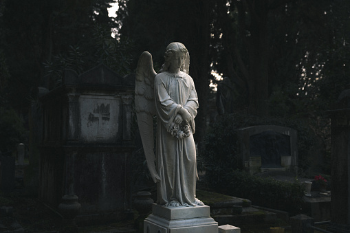 Rome, Italy, February 1, 2021: Monumental Cemetery Verano in Rome (Italy)