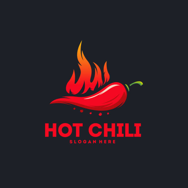 горячий логотип chili проектирует концептуальный вектор, символ логотипа fire chili, значок символа spice food - red hot stock illustrations