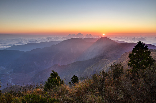 Wangyangshan Sunrise at Taipingshan National Forest Recreation Area in Yilan, Taiwan