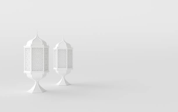 istock White lantern with candle, lamp with arabic decoration, arabesque design. Concept for islamic celebration day ramadan kareem or eid al fitr adha. 3d rendering illustration 1301172605