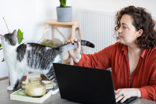 istock Woman living and working with pets 1301173764