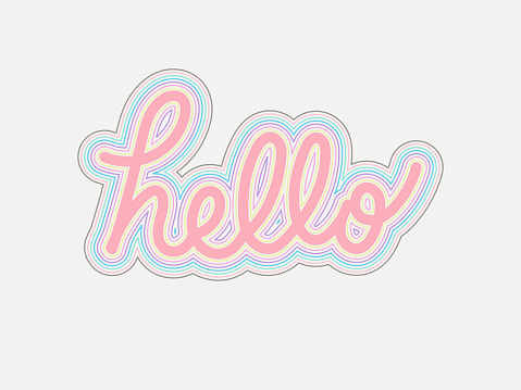 Hello Script Printable Portrait Hello Hand Written Lettering Isolated On White Backgroundvector ...