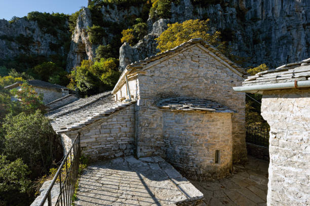 Monastery in Greece View of the historic Agia Paraskevi monastery in Monodendri, Greece zagori stock pictures, royalty-free photos & images