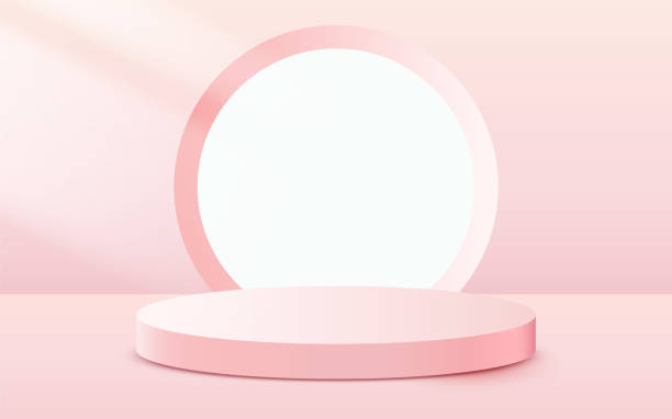 istock Abstract scene background. Cylinder podium on pink background. Product presentation, mock up, show cosmetic product, Podium, stage pedestal or platform. 1301176757