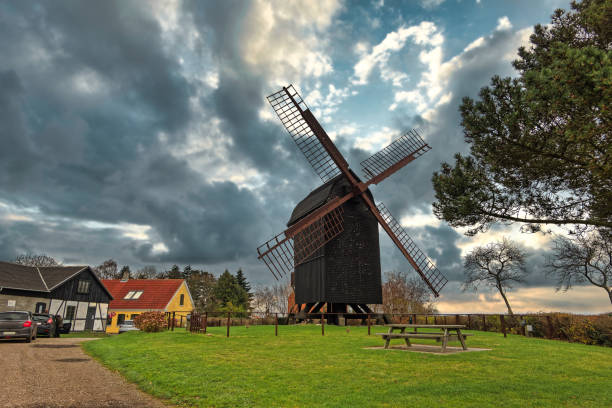 Old windmill in Stovby on Falster in rural Denmark