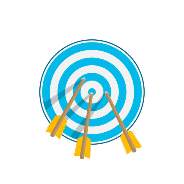 Vector icon target. Target icons. Arrow hitting target. Modern business concept. Vector Icon collection in flat style. famous archer stock illustrations