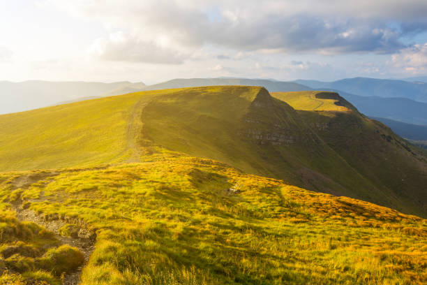 istock evening scene, mountain ridge at the sunset 1301183695