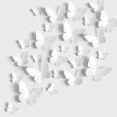 istock Butterflies paper cut on white background. 1301186666