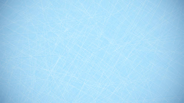 얼음에 하키 스케이트에서 스크래치의 라인과 파란색 배경. 하키 필드 커버링. 스포츠 대회에 대한 배경. 벡터 - ice stock illustrations
