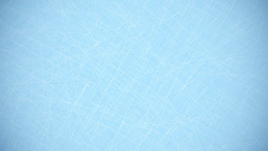 blue background with lines of scratches from hockey skates on ice. Hockey field covering. Background for sports competitions. Vector